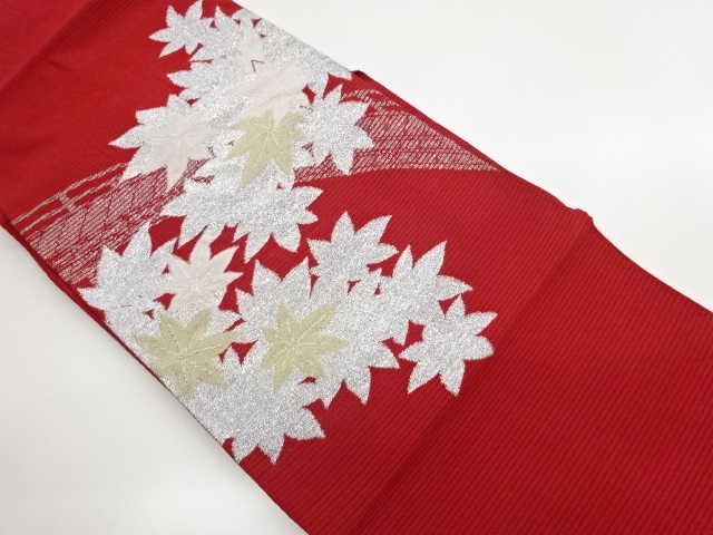 JAPANESE KIMONO / RO-TSUZURE: BRIDGE / WOVEN MAPLE LEAF PATTERN NAGOYA